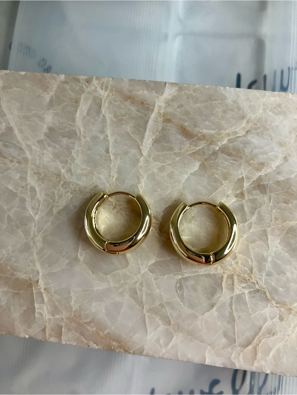 14k gold Plated Gold Huggie Hoop Earrings 12 mm